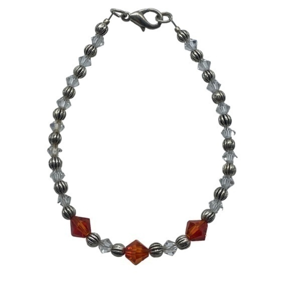 Swarovski Crystal Citrine and Clear Bead Handmade Bracelet With Lobster Clasp